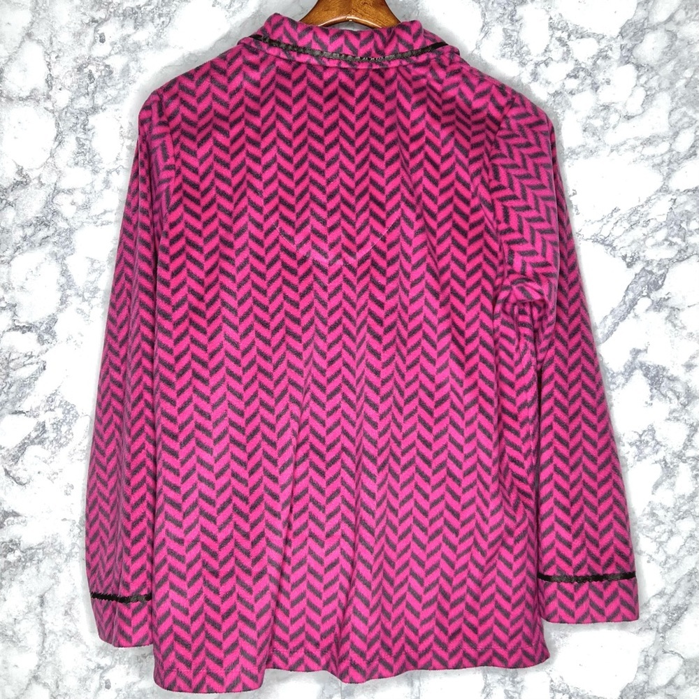 Anne Klein Sleep Lounge Fleece Set Pink Gray Herringbone Print Women’s Large - Picture 4 of 12